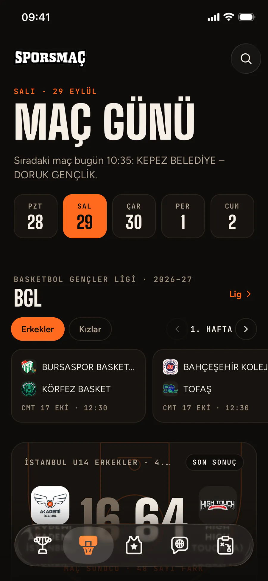 Game day: date strip, BGL games and the latest result
