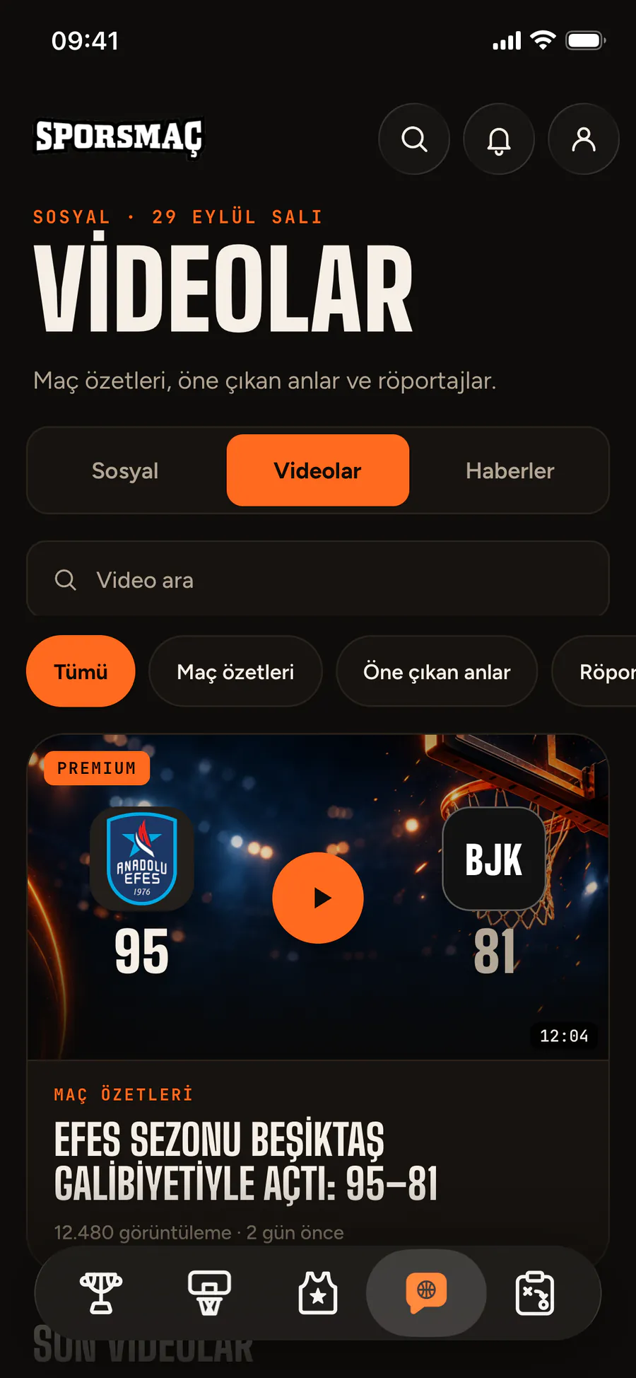 Videos: featured game highlight and categories